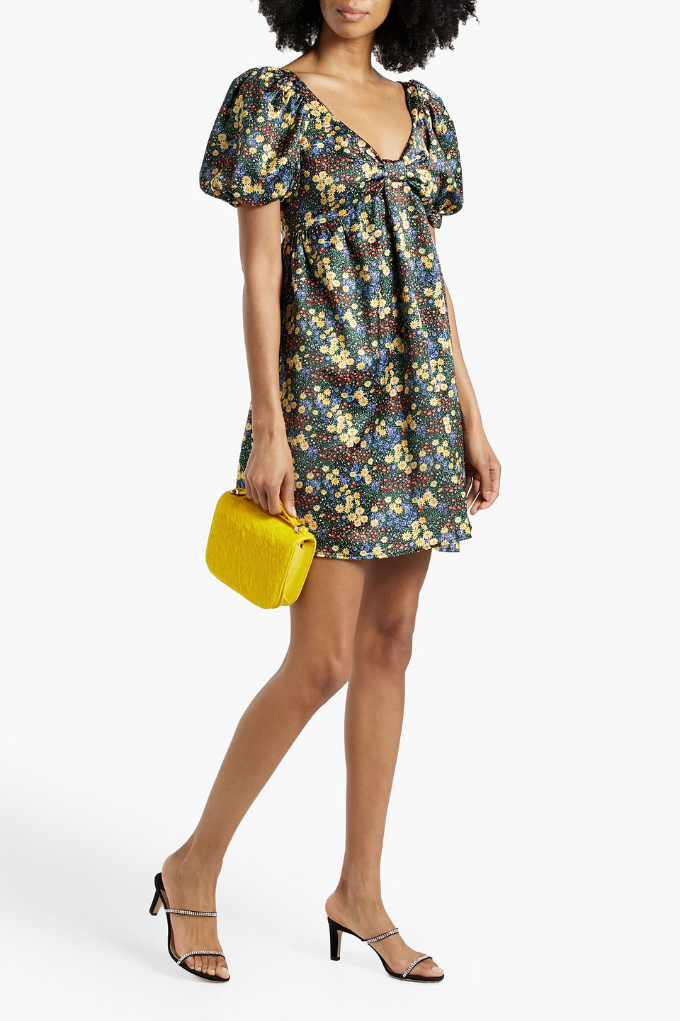 Shop Hvn Quinn Floral-print Tencel™ Mini Dress In Black