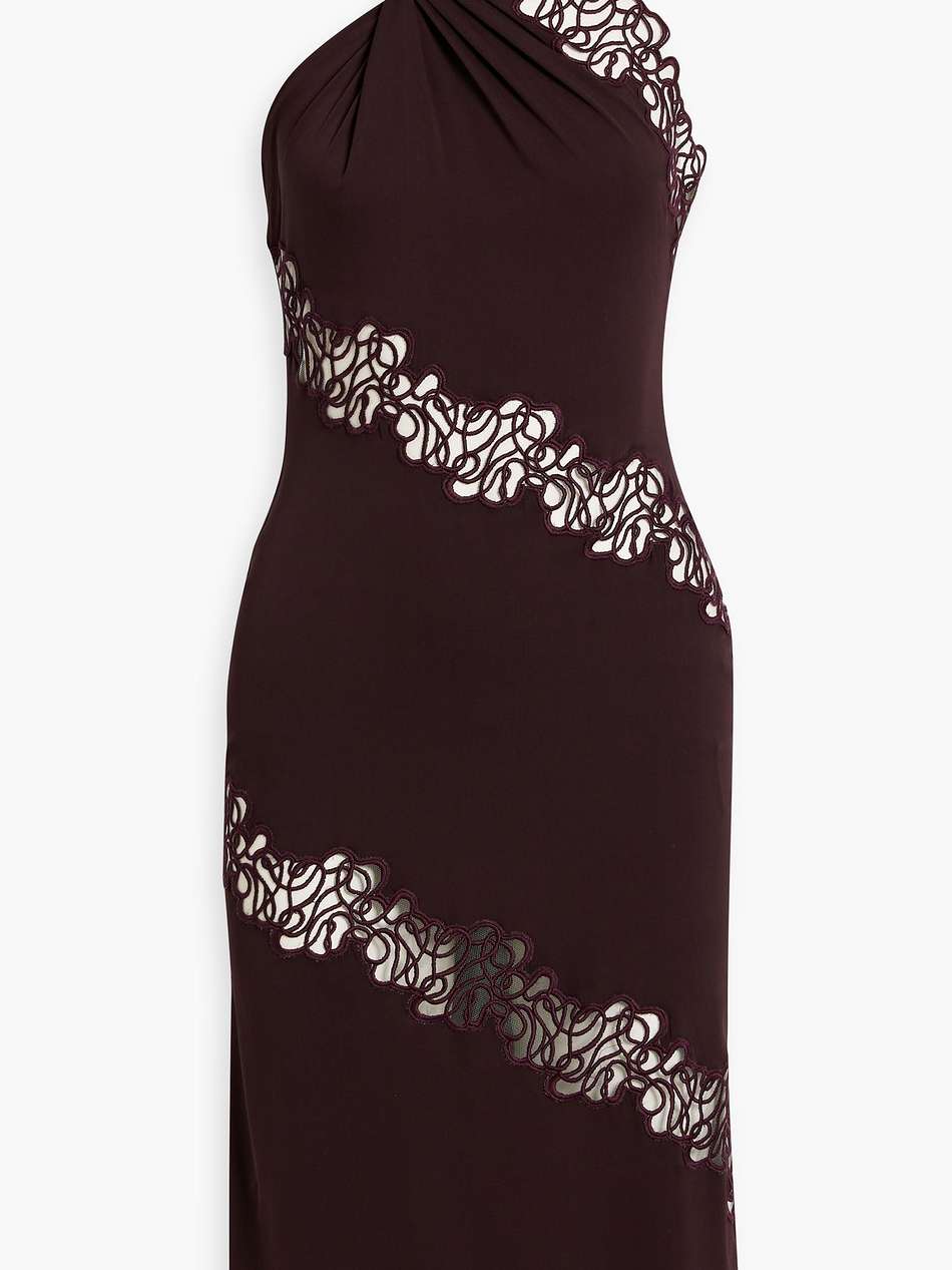 lace-trimmed silk-blend crepe de chine dress