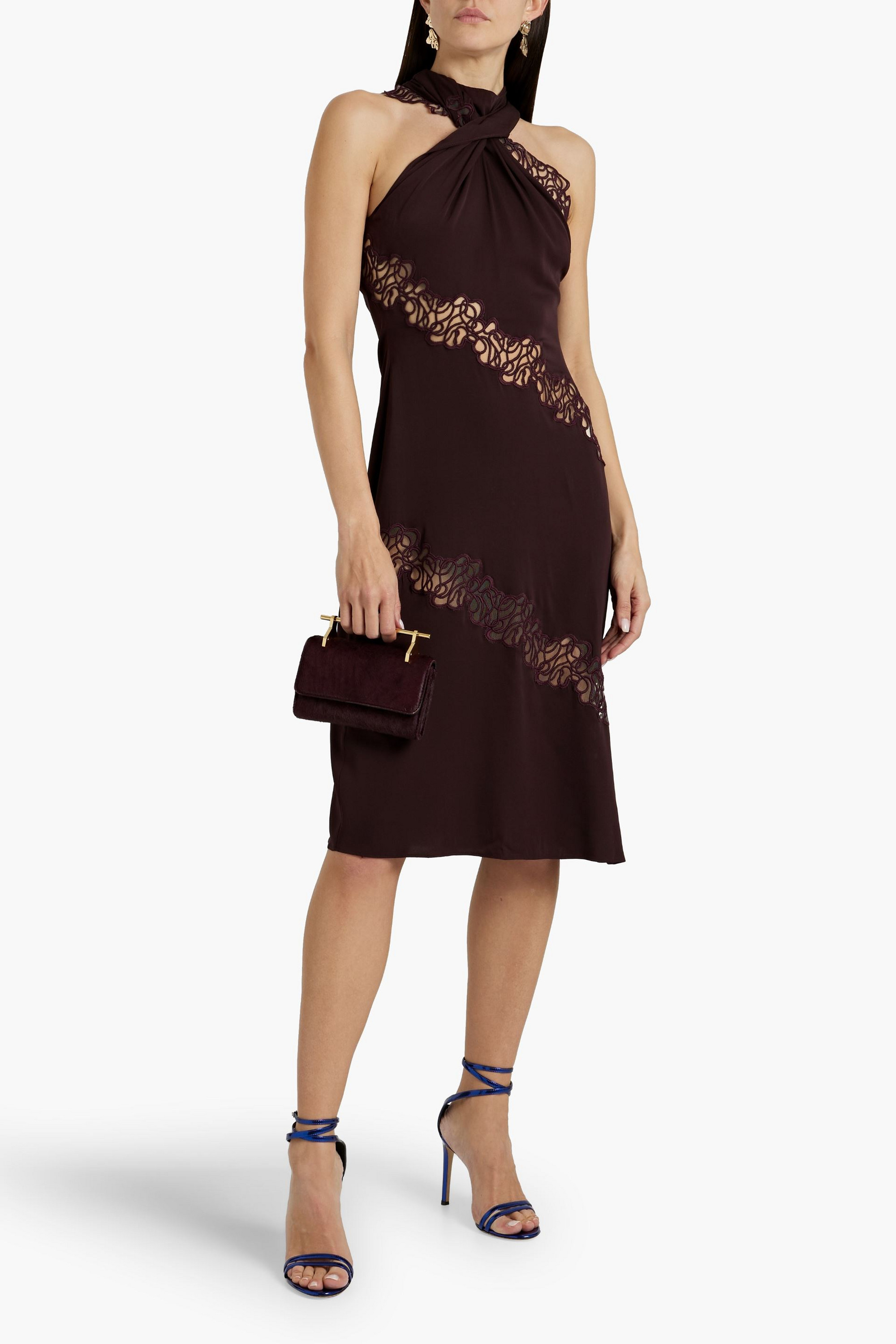 Stella McCartney Lace-trimmed silk-blend crepe de chine dress