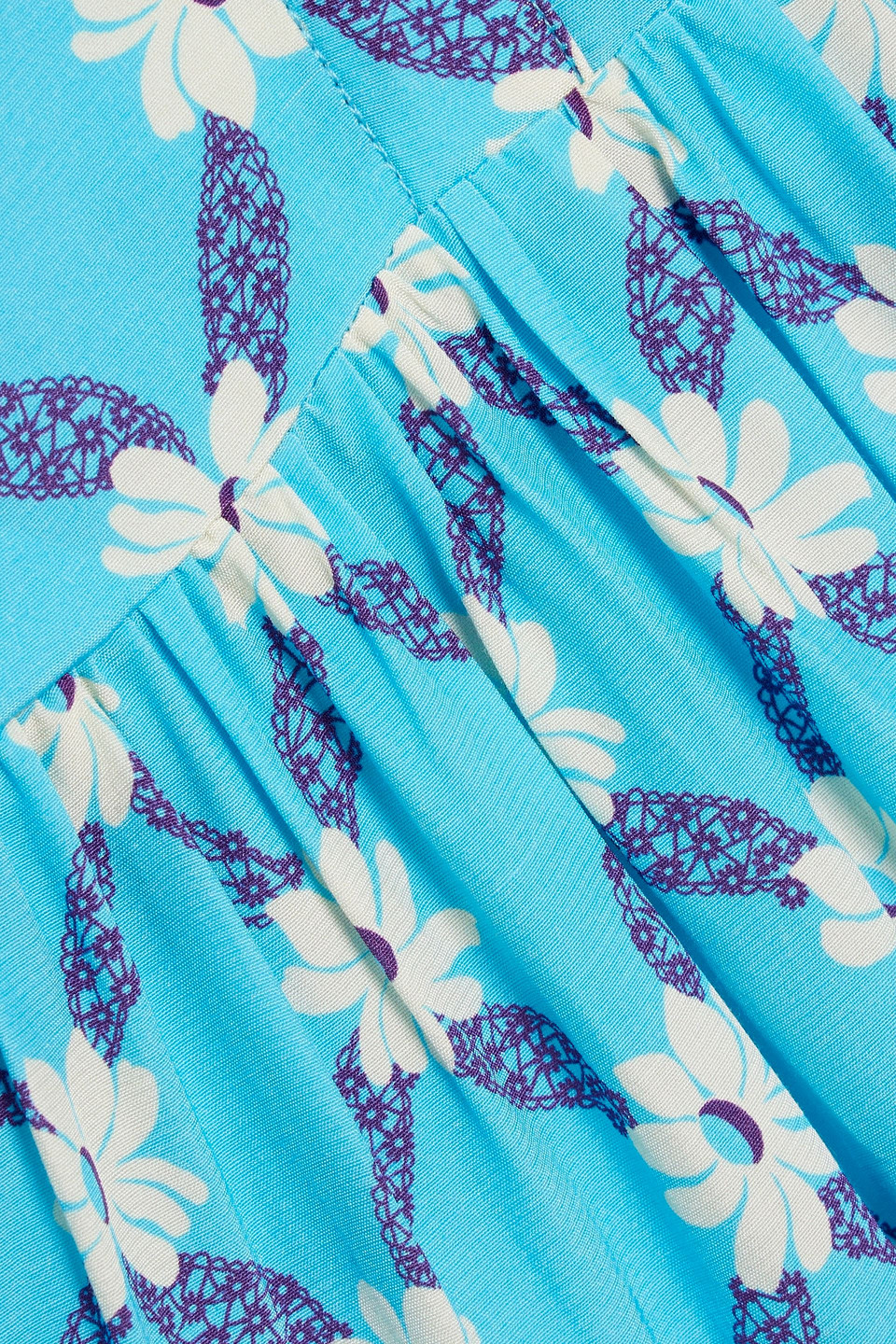 HVN WILLOW GATHERED PRINTED CREPE DRESS