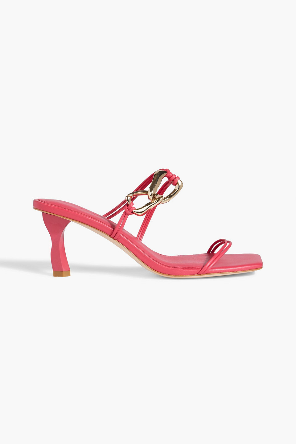 Aje Foundation 2 Chain-embellished Leather Mules In Fuchsia