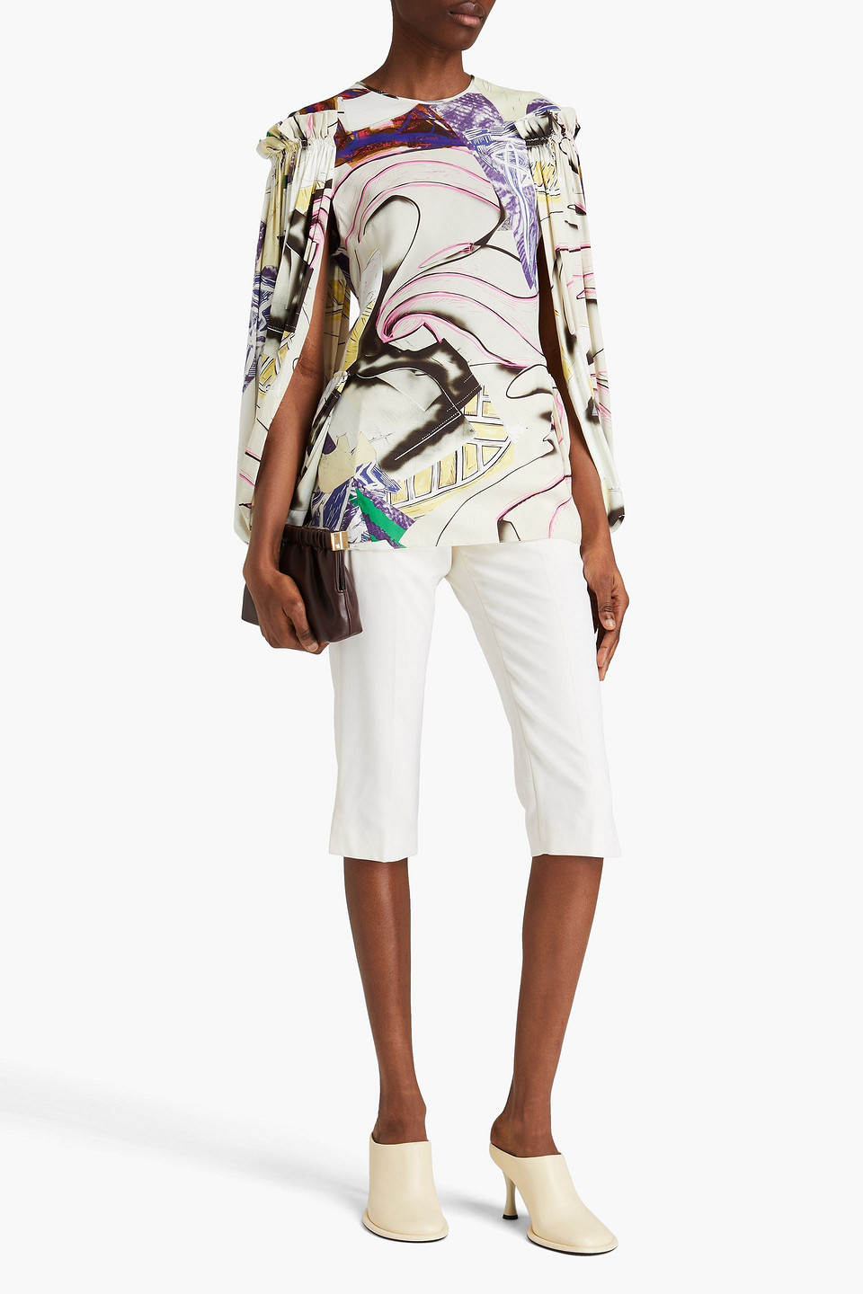  Stella Mccartney - Ruffled Printed Jersey Blouse - White - It 38 