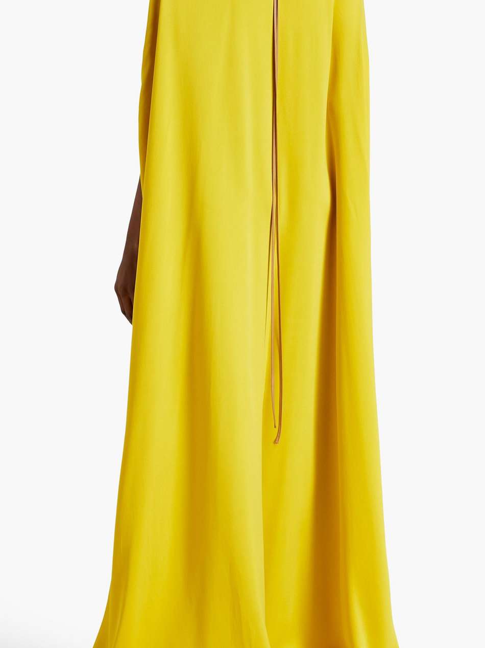 parvina cape-effect draped silk-satin gown