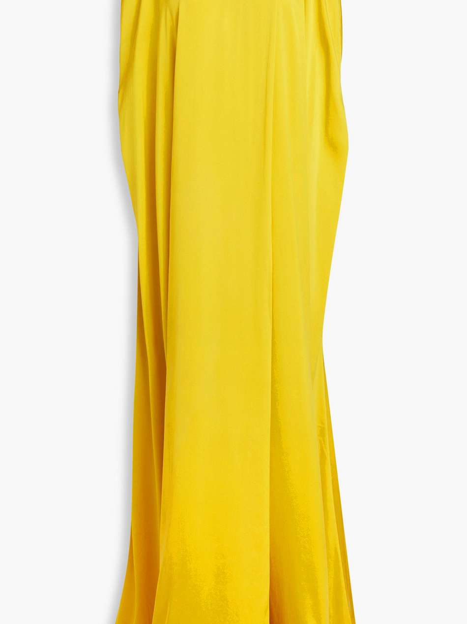 parvina cape-effect draped silk-satin gown