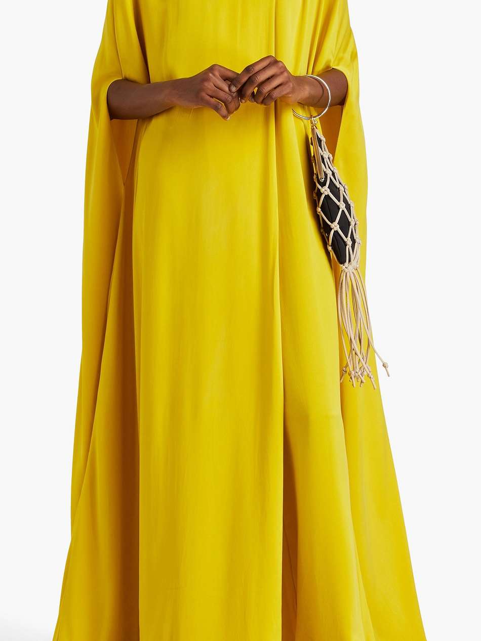 parvina cape-effect draped silk-satin gown