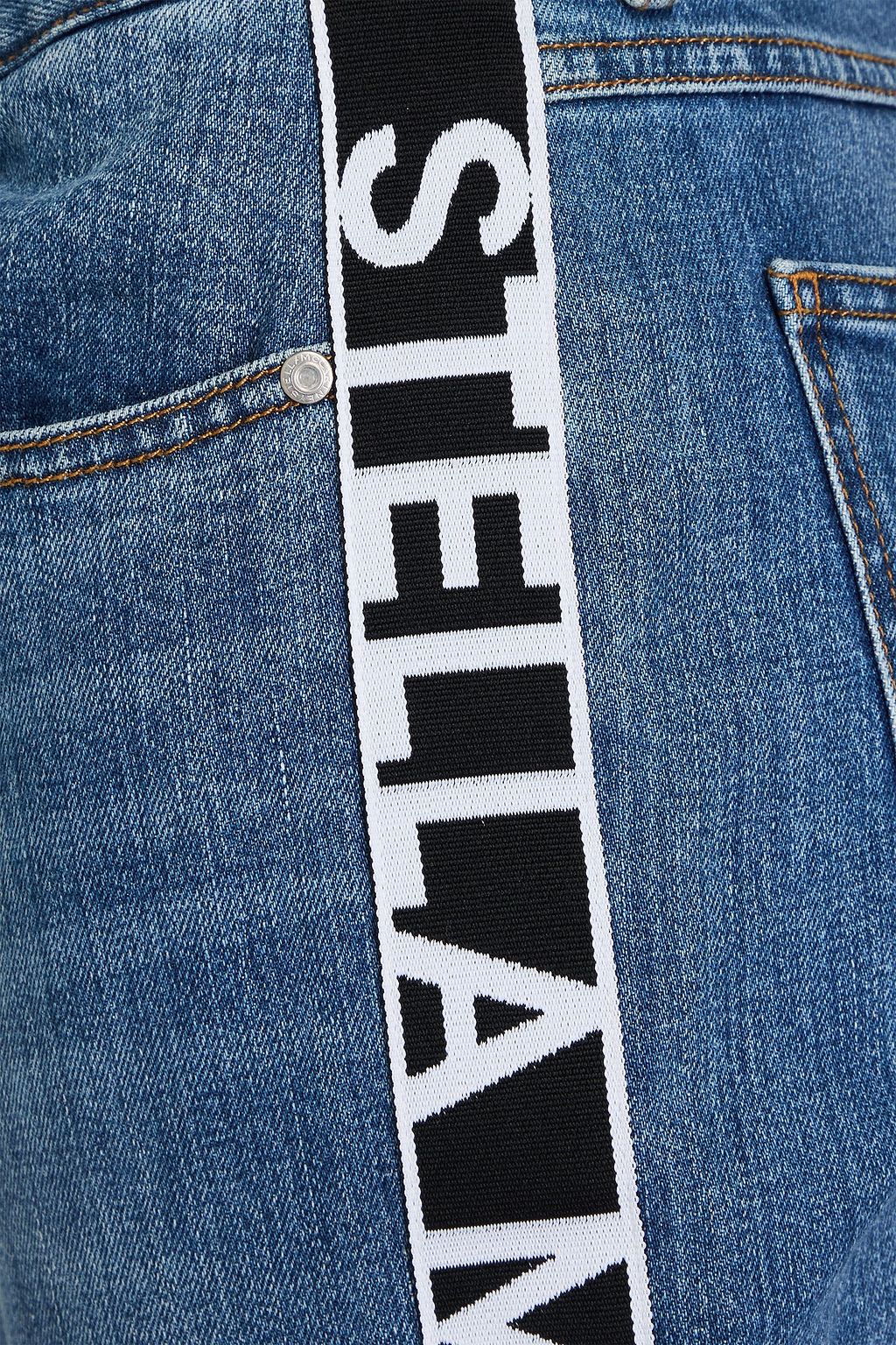 STELLA MCCARTNEY Logo jacquard-paneled mid-rise slim-leg jeans