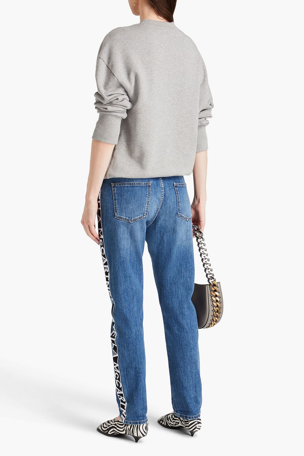 STELLA MCCARTNEY Logo jacquard-paneled mid-rise slim-leg jeans