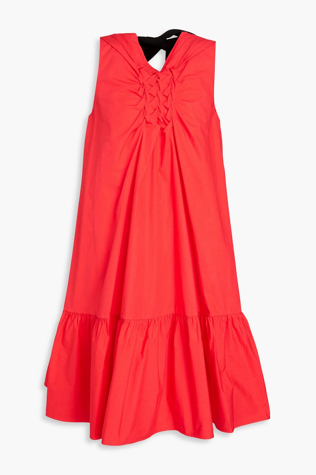 Roksanda Woven Cotton poplin Mini Dress Women Tomato Red Dresses UK 10
