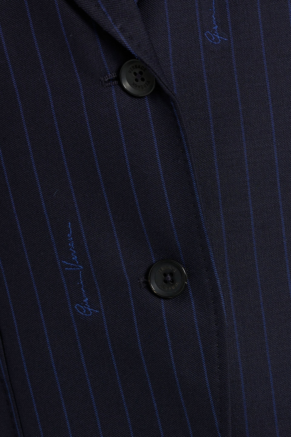 Versace Printed Wool And Cotton-blend Twill Blazer In Midnight Blue