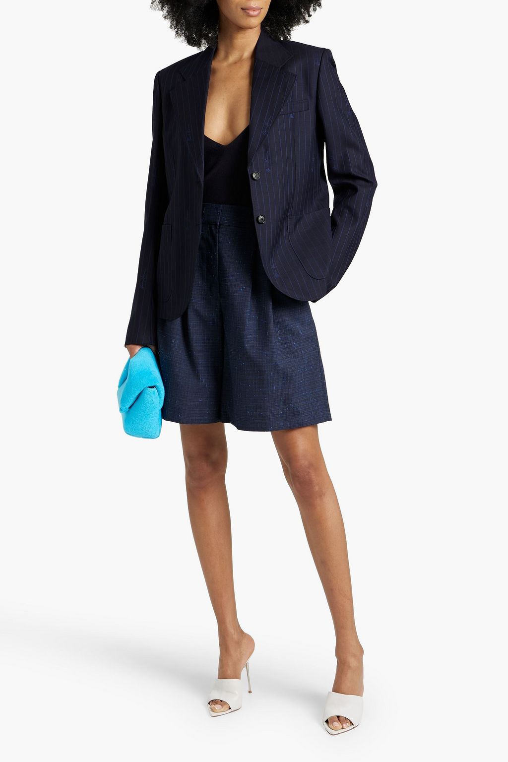 VERSACE Printed wool and cotton-blend twill blazer