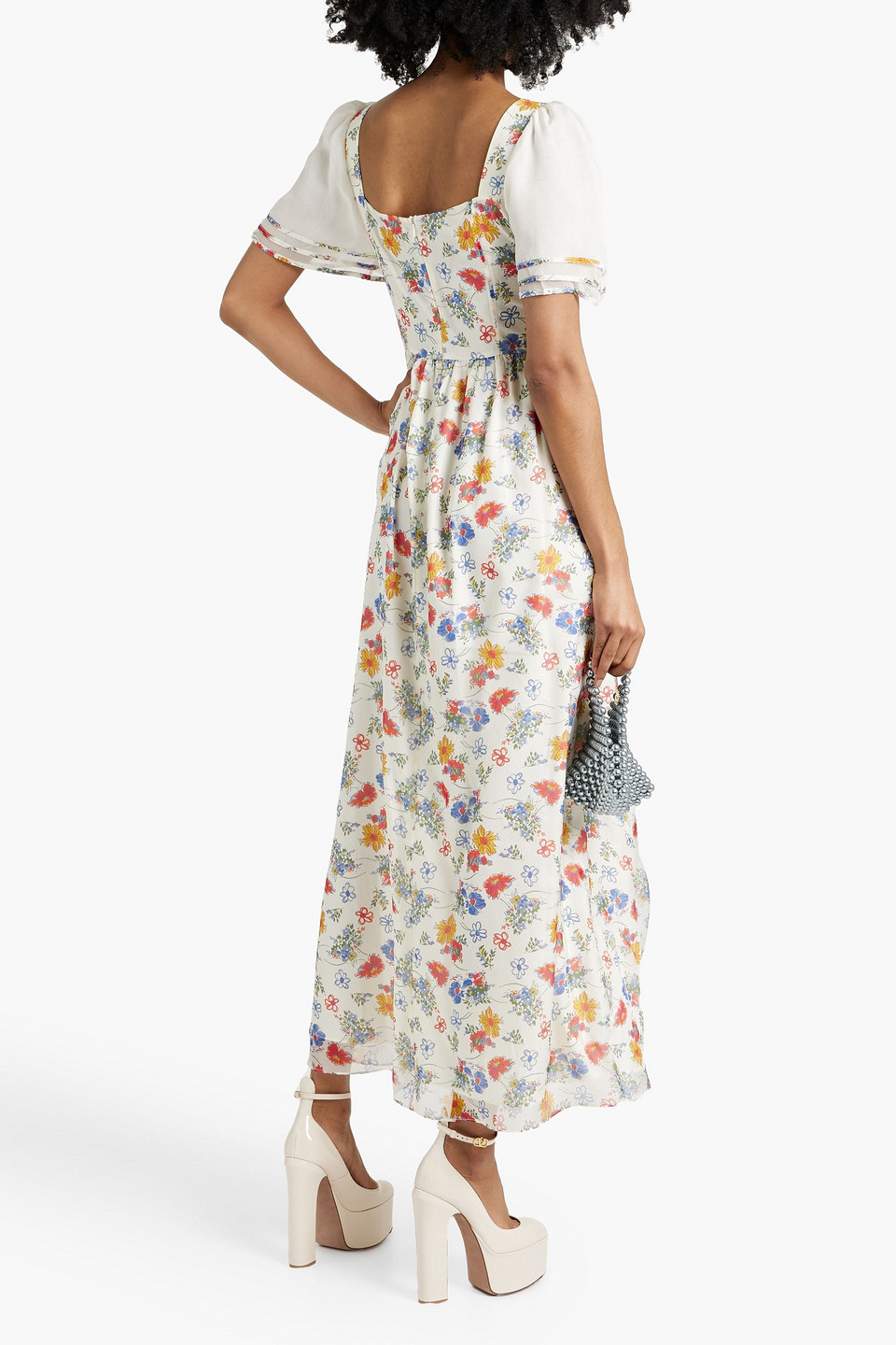 Shop Hvn Fromer Floral-print Silk-chiffon Maxi Dress In Ivory