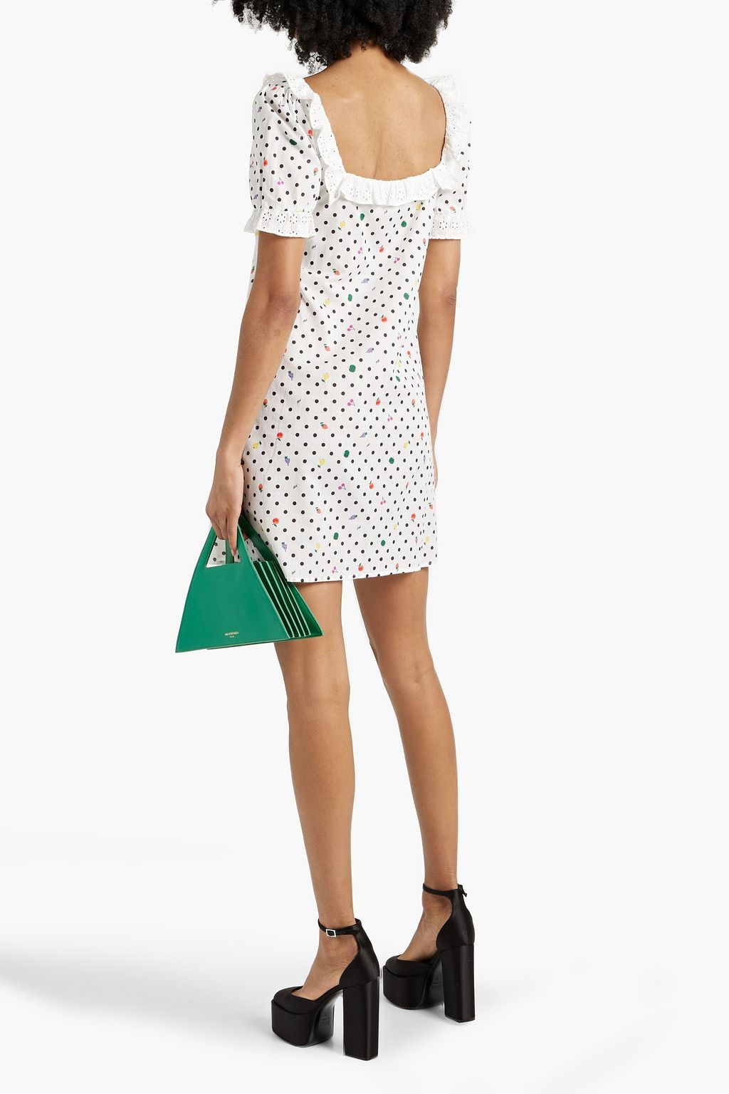 HVN Babs ruffle-trimmed printed cotton mini dress