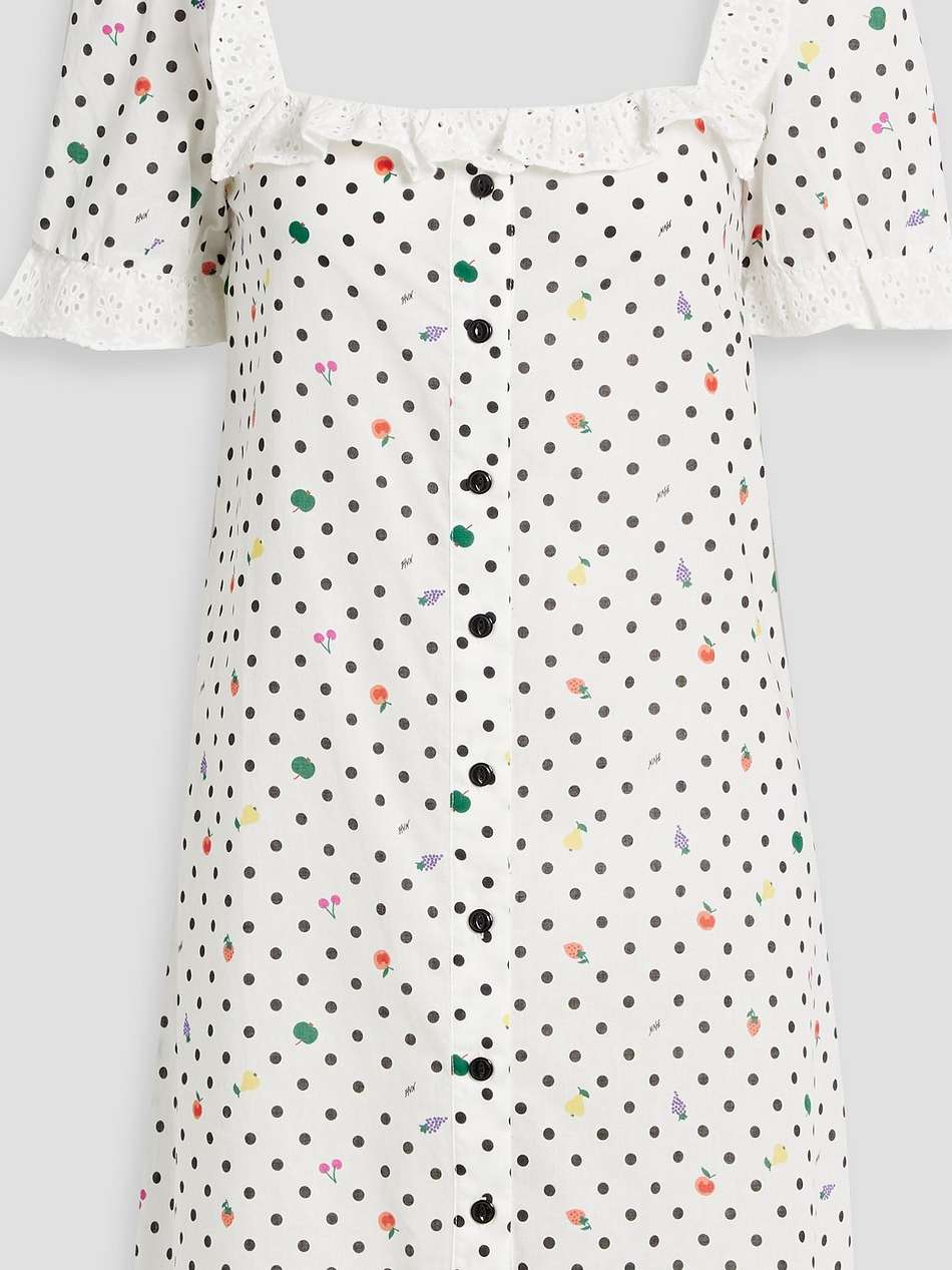 babs ruffle-trimmed printed cotton mini dress