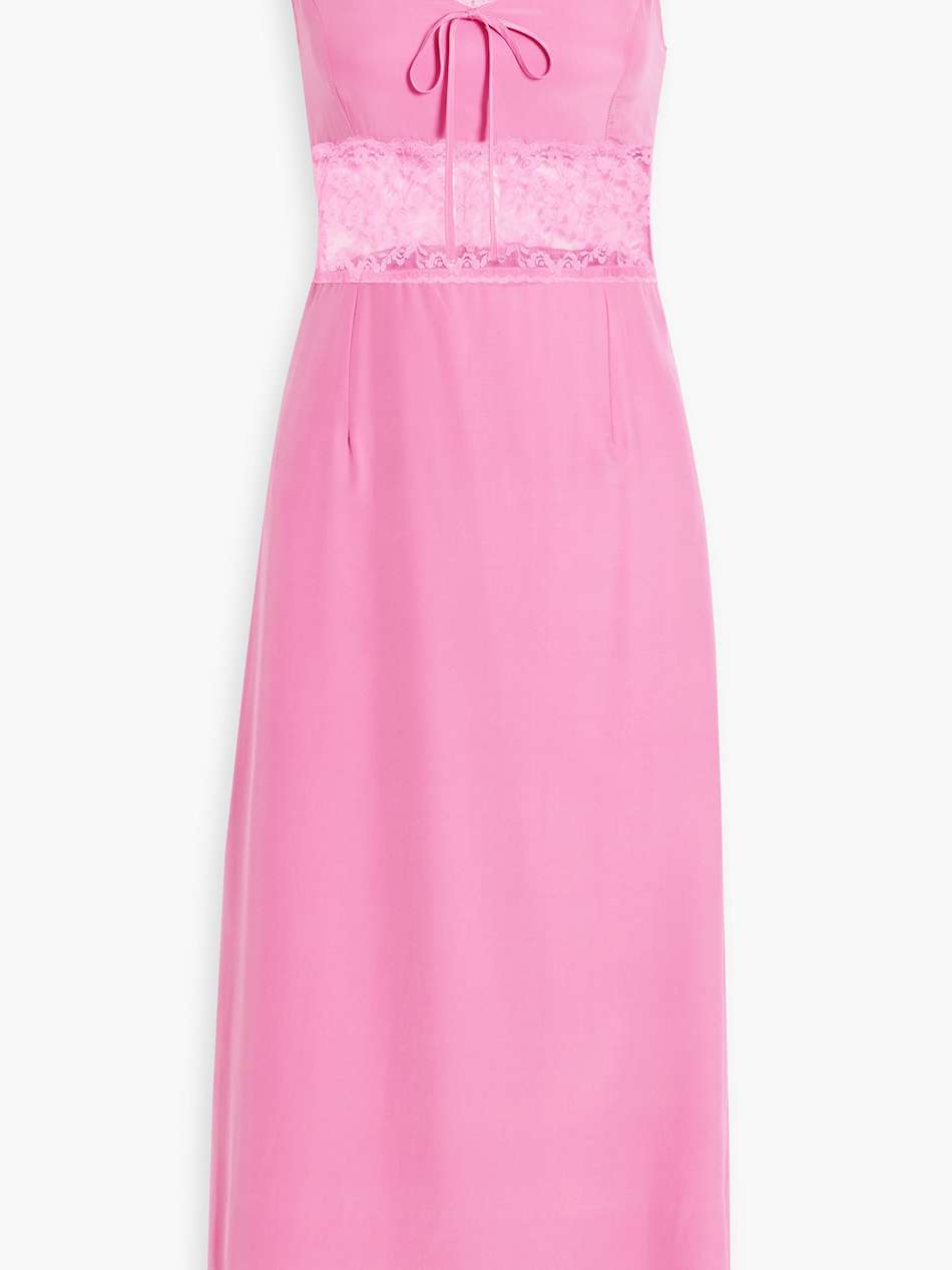 chrissy lace-trimmed silk crepe de chine midi dress