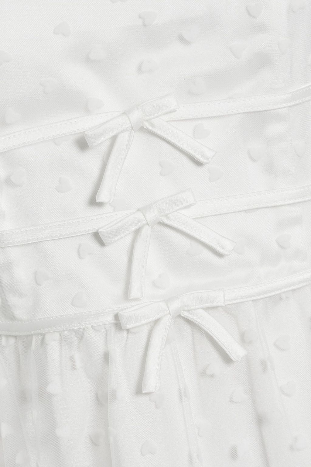 HVN Scarlett bow-detailed flocked tulle midi dress