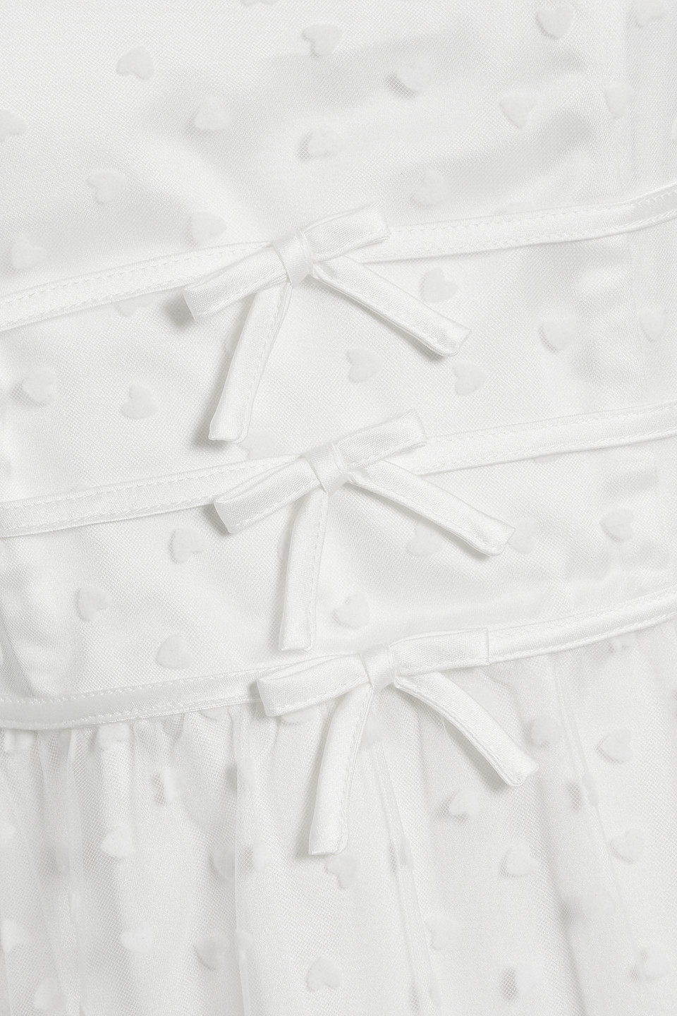 HVN SCARLETT BOW-DETAILED FLOCKED TULLE MIDI DRESS