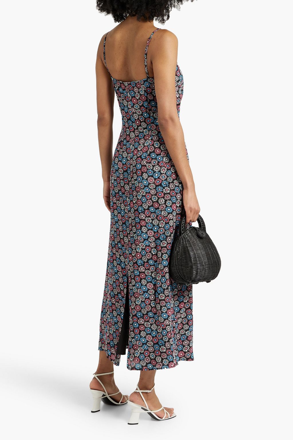 HVN Anika floral-print crepe de chine maxi dress