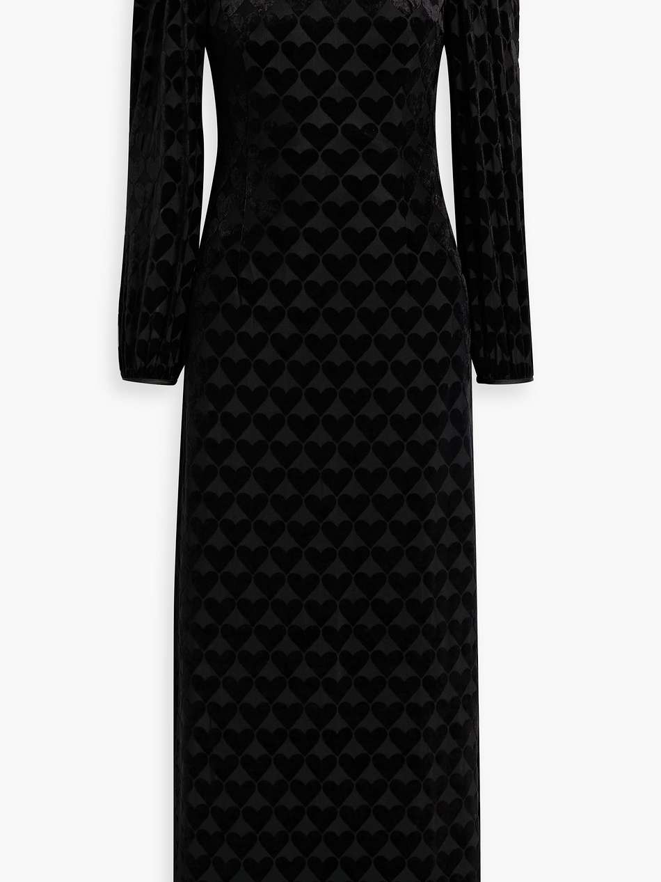 jules devoré-velvet midi dress