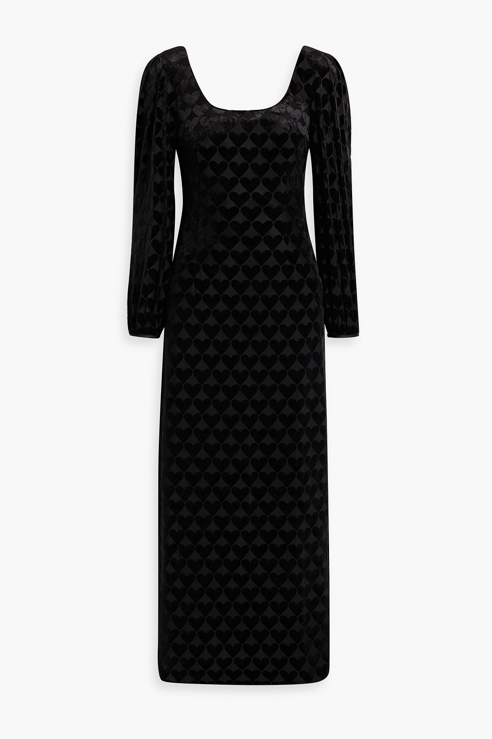 Hvn Jules Devoré-velvet Midi Dress In Black