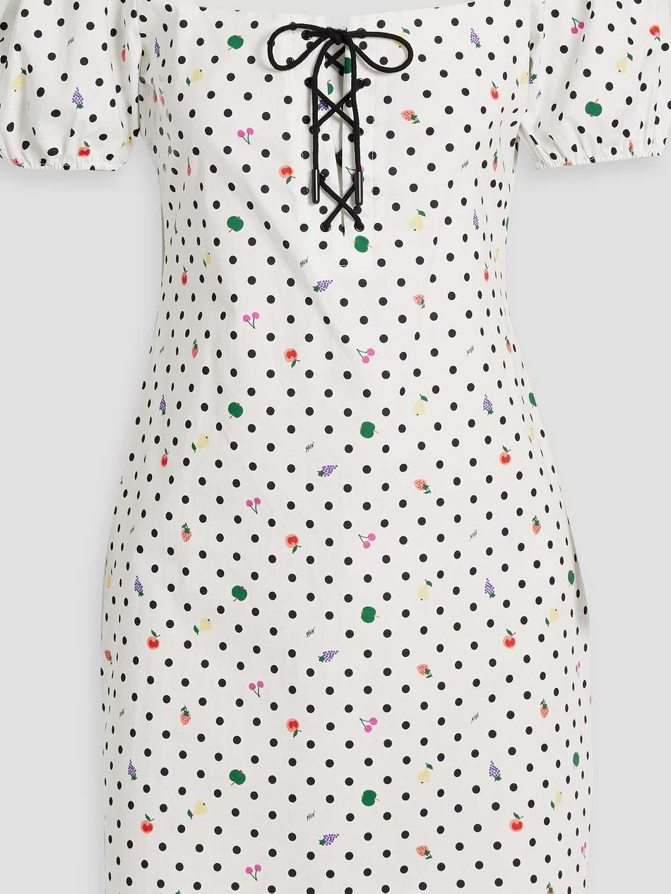 nadia lace-up printed cotton-blend poplin mini dress