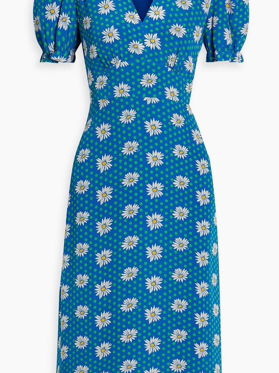 paula printed crepe de chine dress