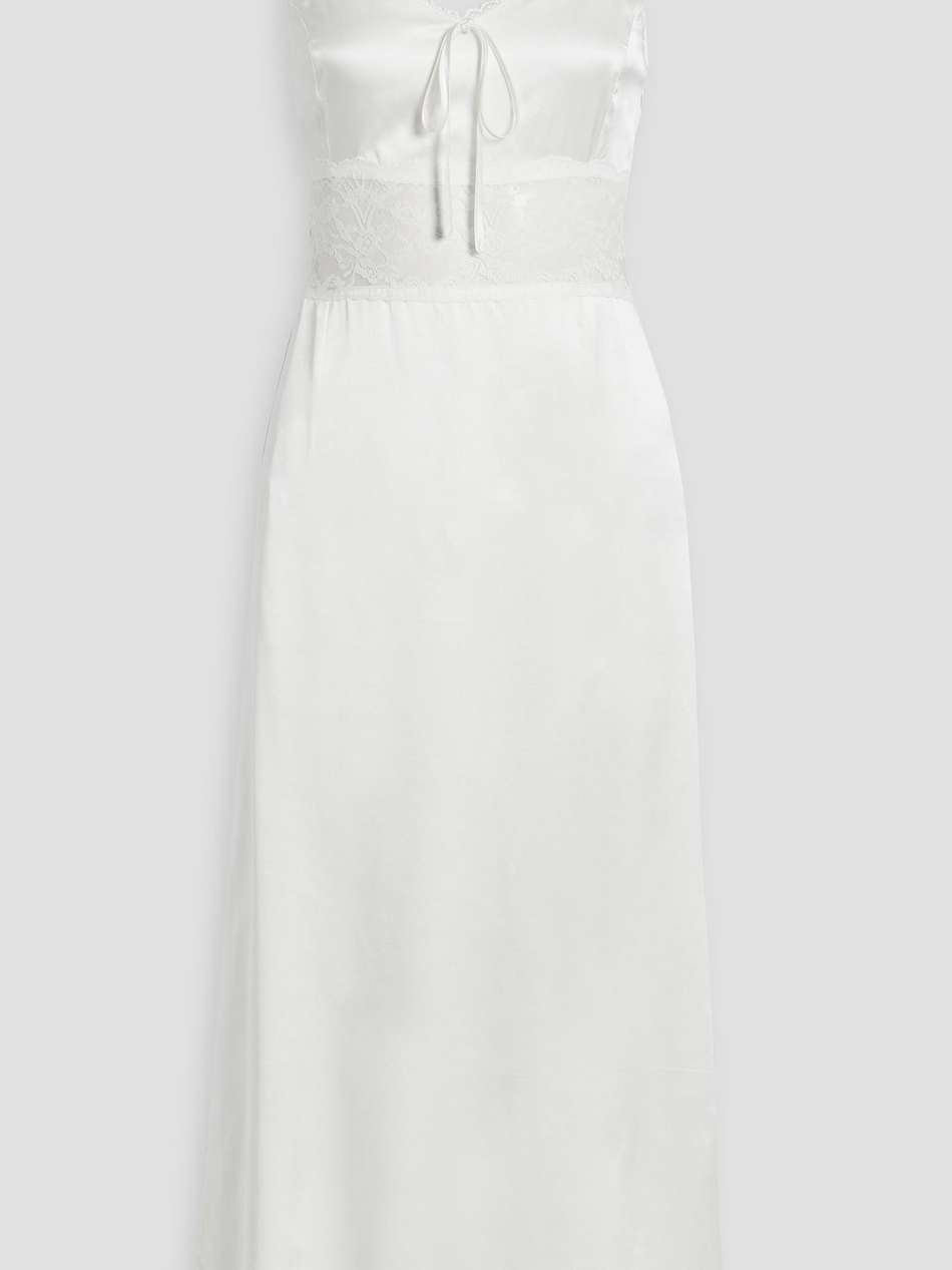 chrissy lace-paneled silk-satin midi dress