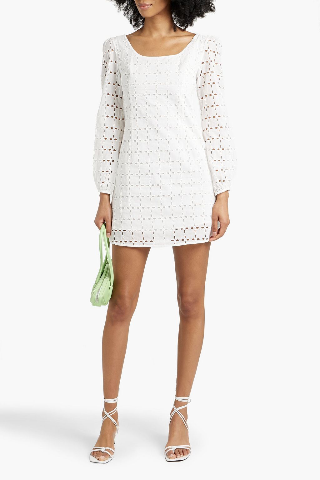 HVN Jules broderie anglaise cotton mini dress
