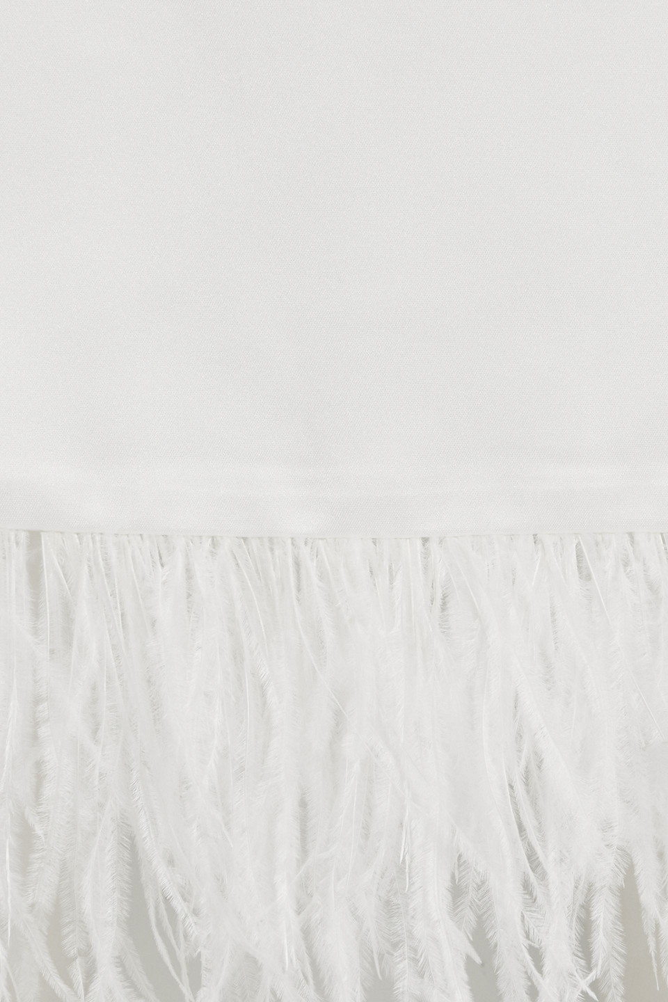 HVN AFFIE FEATHER-TRIMMED SATIN-CREPE TOP AND SKIRT SET