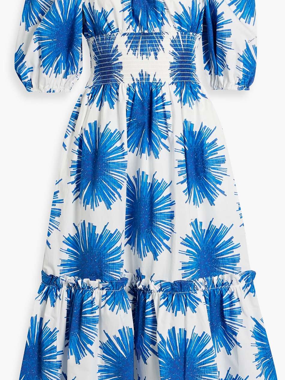 mimi off-the-shoulder printed cotton-poplin midi dress