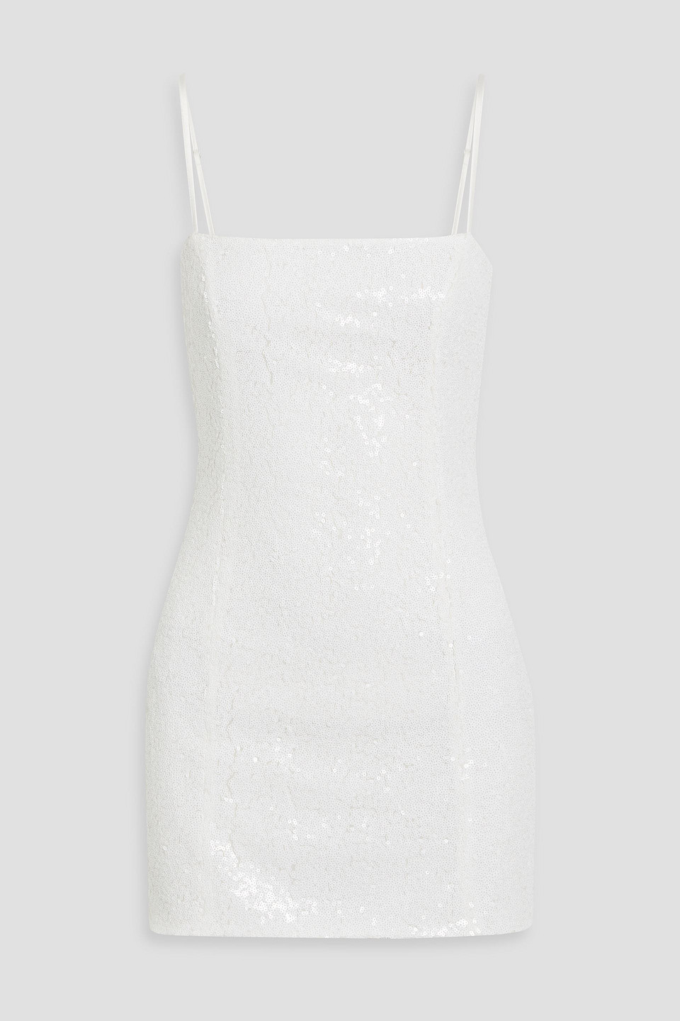 Hvn Mia Sequined Cotton-mesh Mini Dress In Ivory