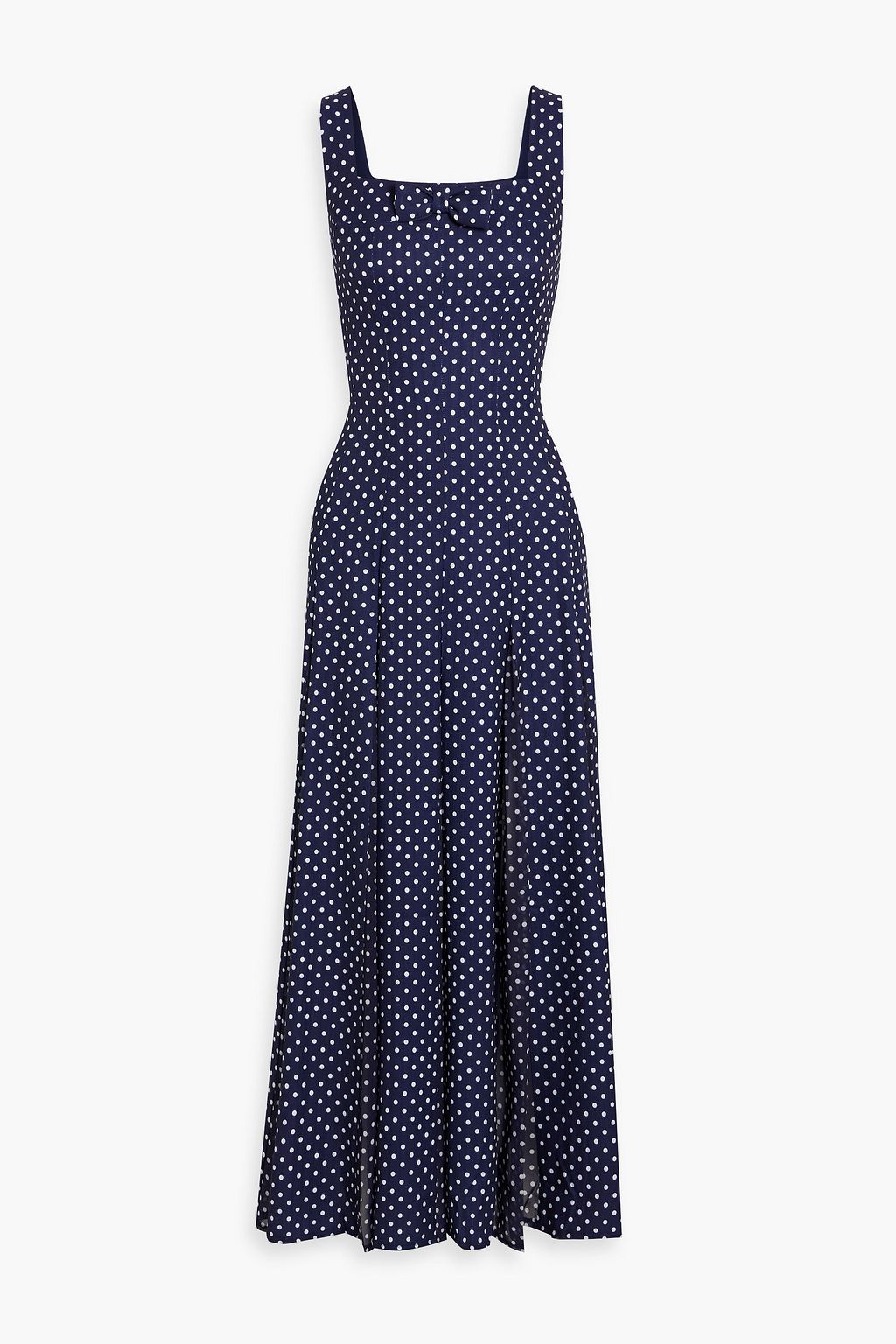 Paige - Textured Polka Dot, Crepe Cross Neck Halter Midi Dress