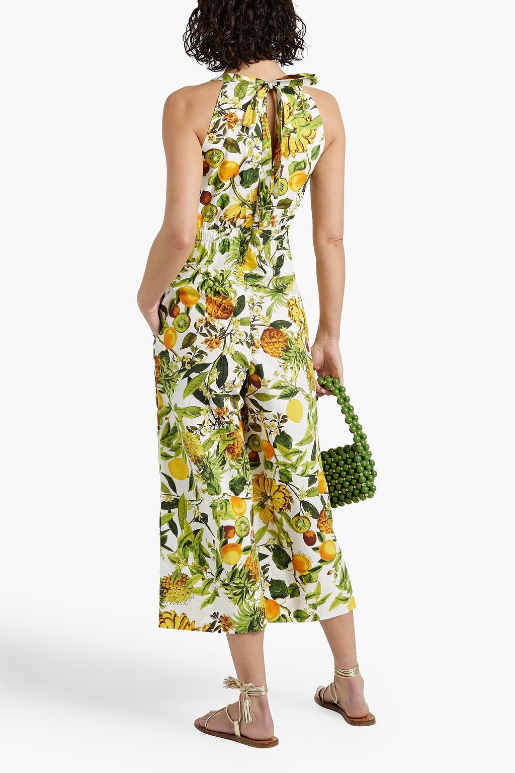 CARA CARA Savannah cropped printed cotton-poplin wide-leg jumpsuit