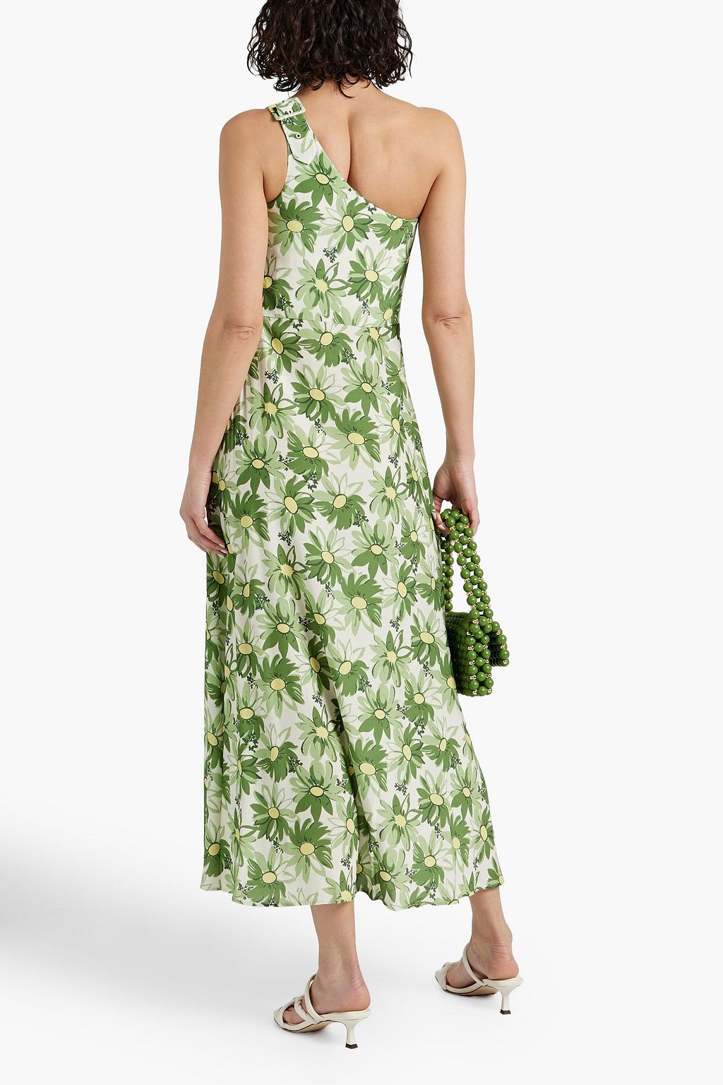 HVN Elena one-shoulder floral-print crepe maxi dress