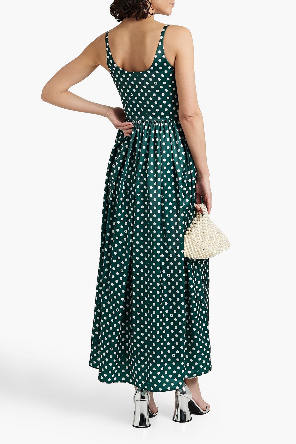 HVN Florence printed satin maxi dress