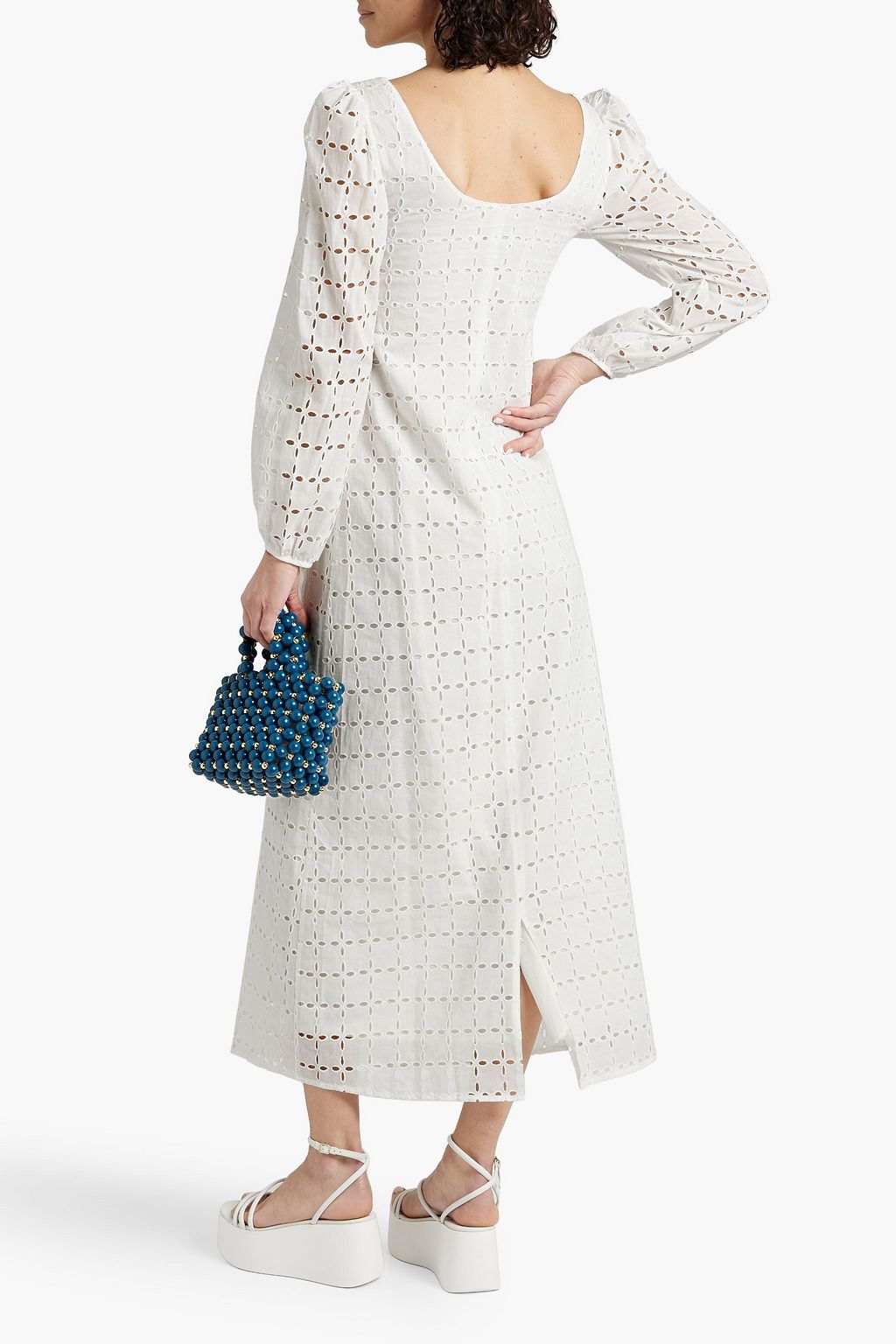 HVN Jules broderie anglaise cotton maxi dress