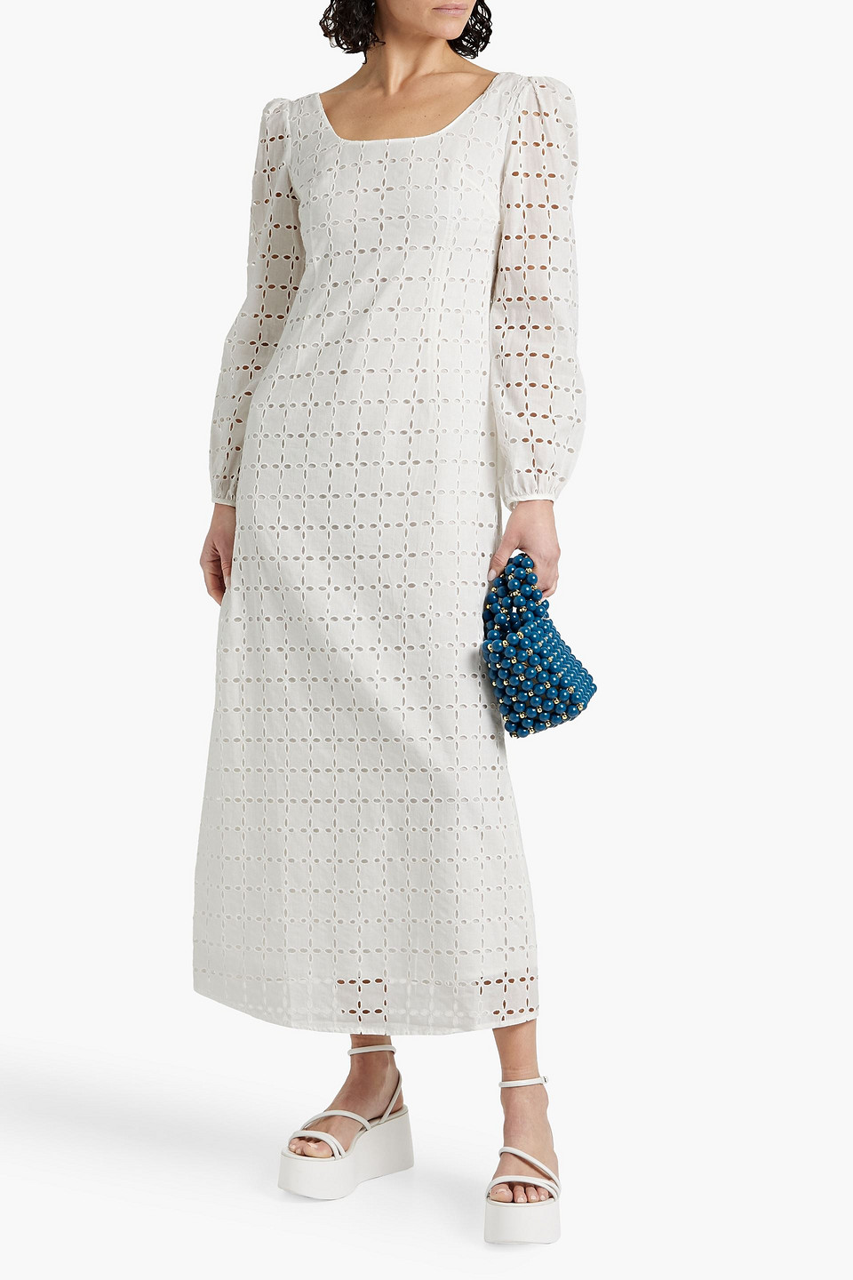 Shop Hvn Jules Broderie Anglaise Cotton Maxi Dress In White