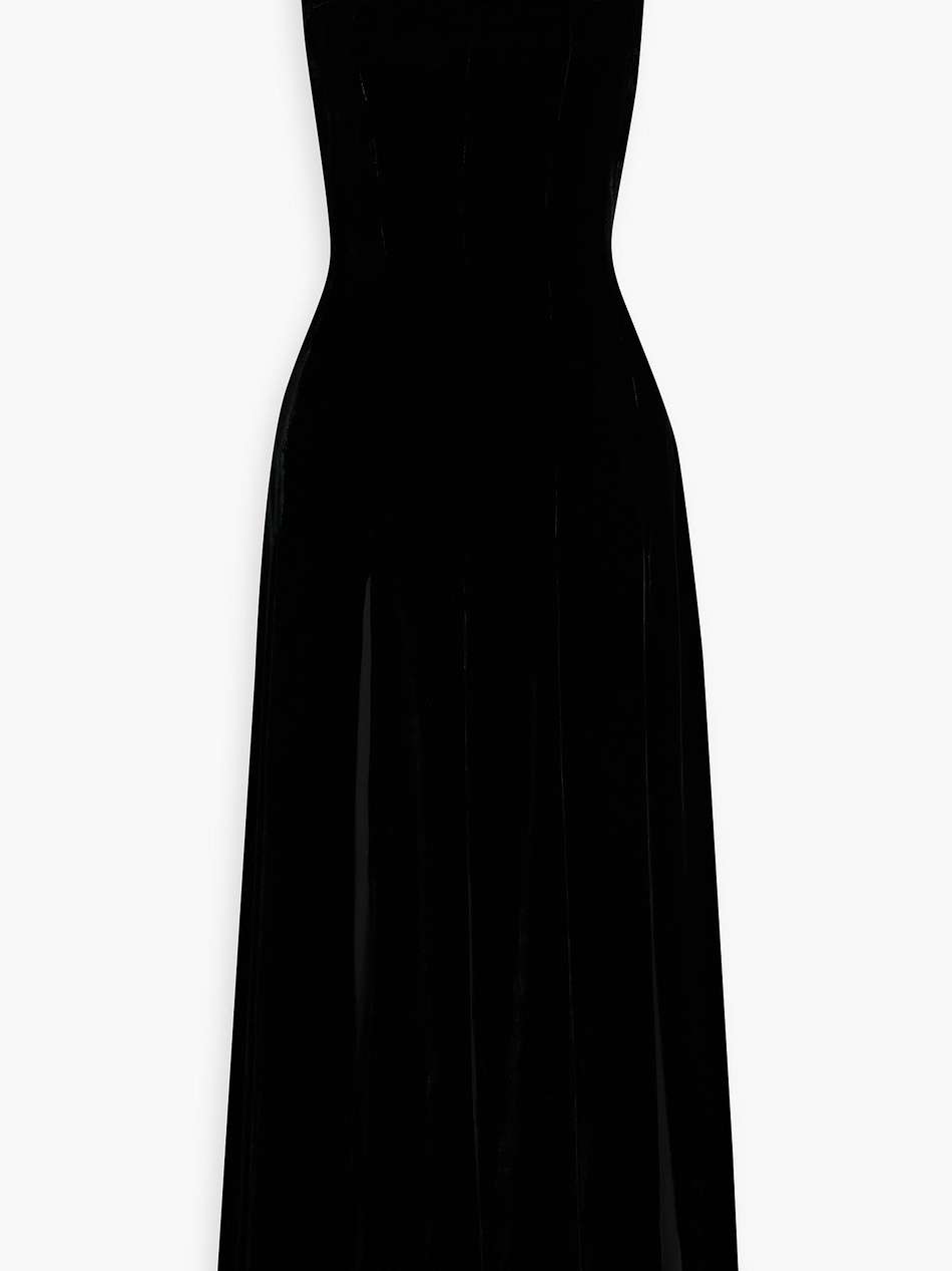 viv pleated chiffon and velvet maxi dress