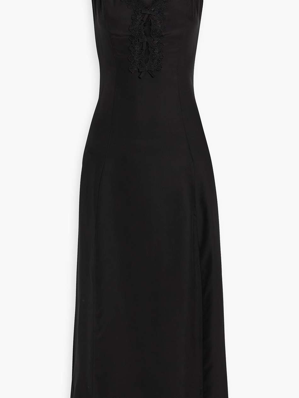 ari lace-trimmed silk-crepe midi dress
