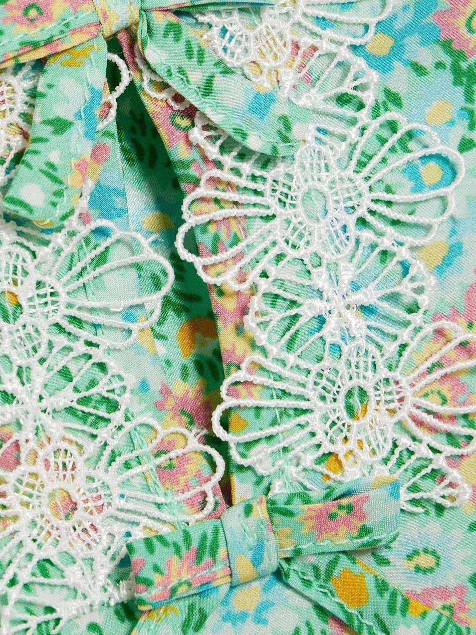 ari lace-trimmed printed silk-satin mini dress