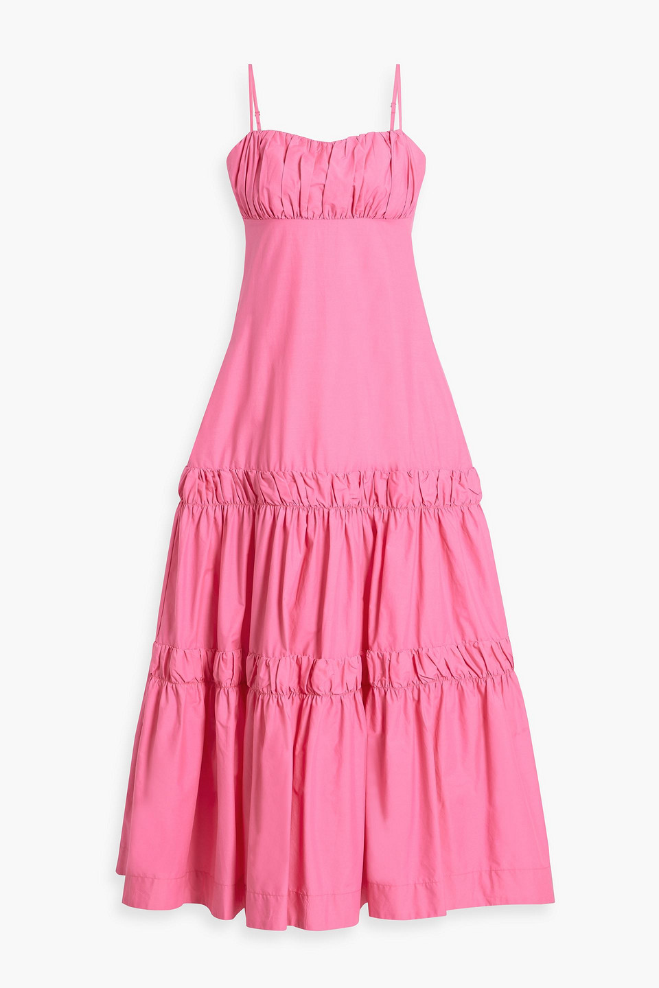 Nicholas Didi Gathered Cotton Maxi Dress In Pink