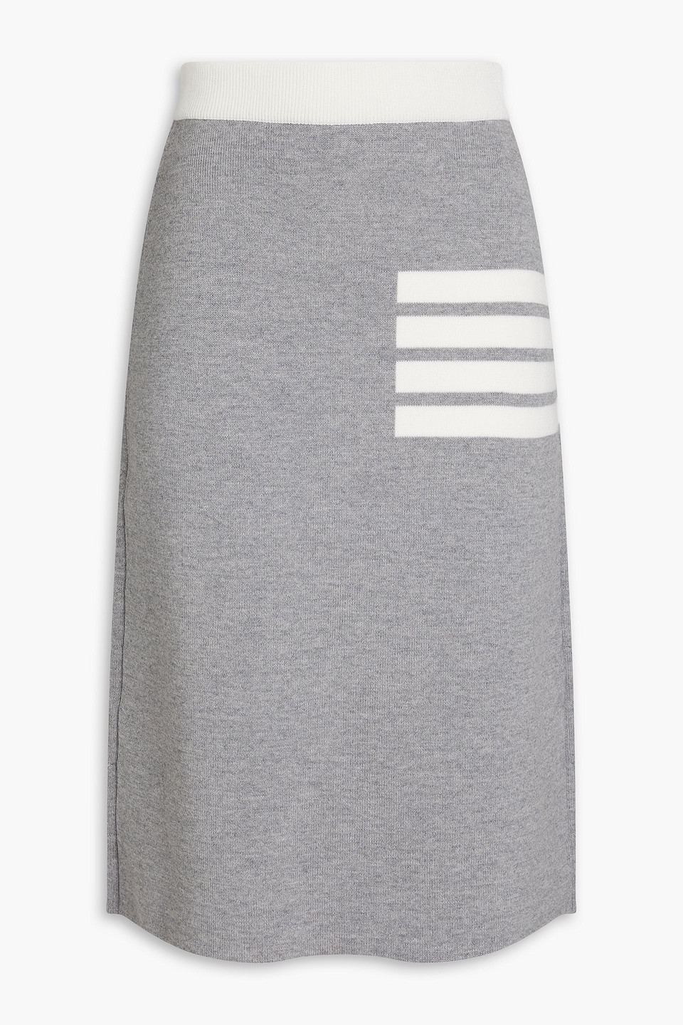 Thom Browne Intarsia Wool-blend Midi Skirt In Gray