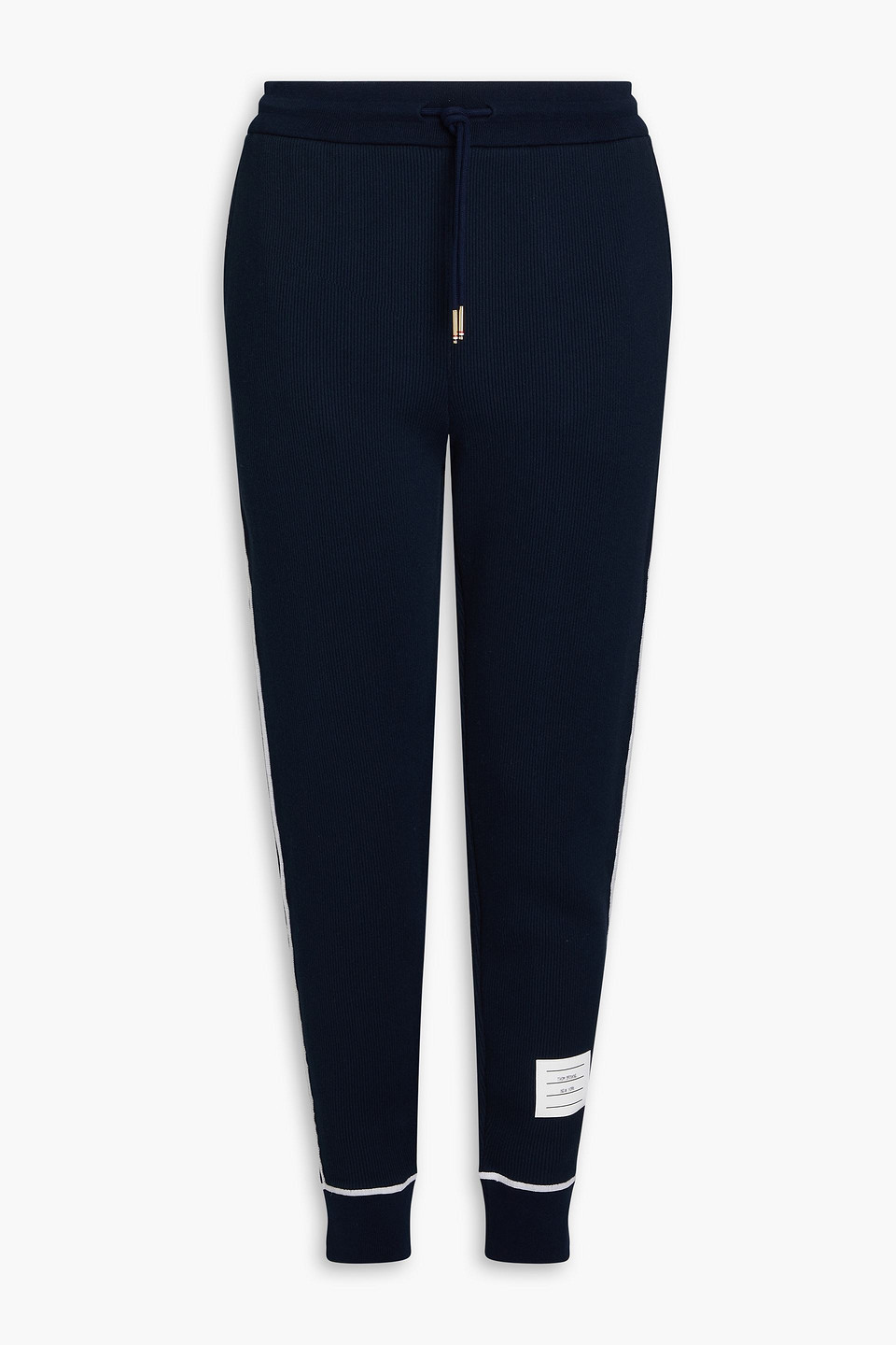 thom browne - ribbed cotton track pants - blue - it 38
