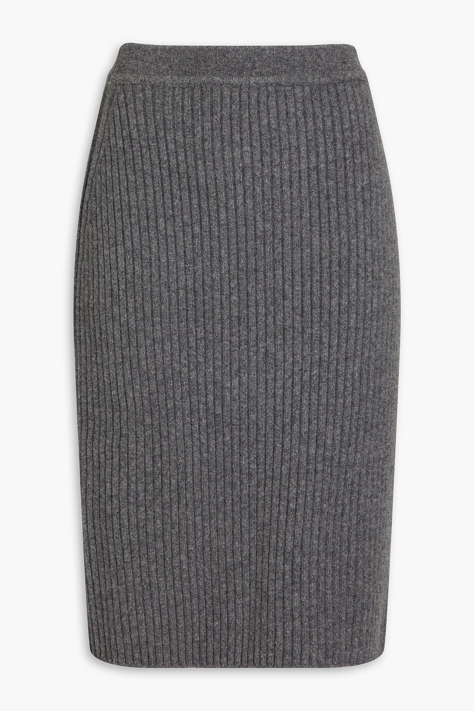 Thom Browne Ribbed Wool And Cashmere-blend Midi Skirt In Gray