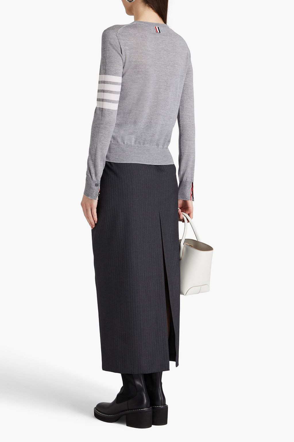 THOM BROWNE Gestreifter Pullover aus Merinowolle