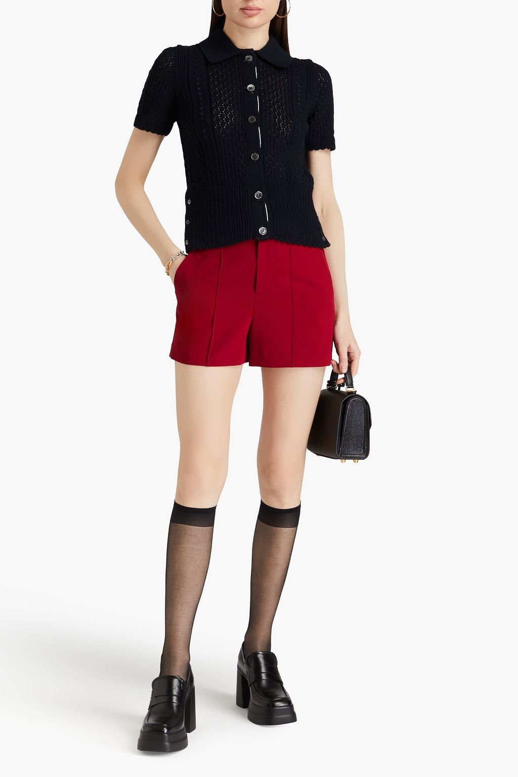 THOM BROWNE Cardigan aus Baumwolle in Zopf- und Pointelle-Strick
