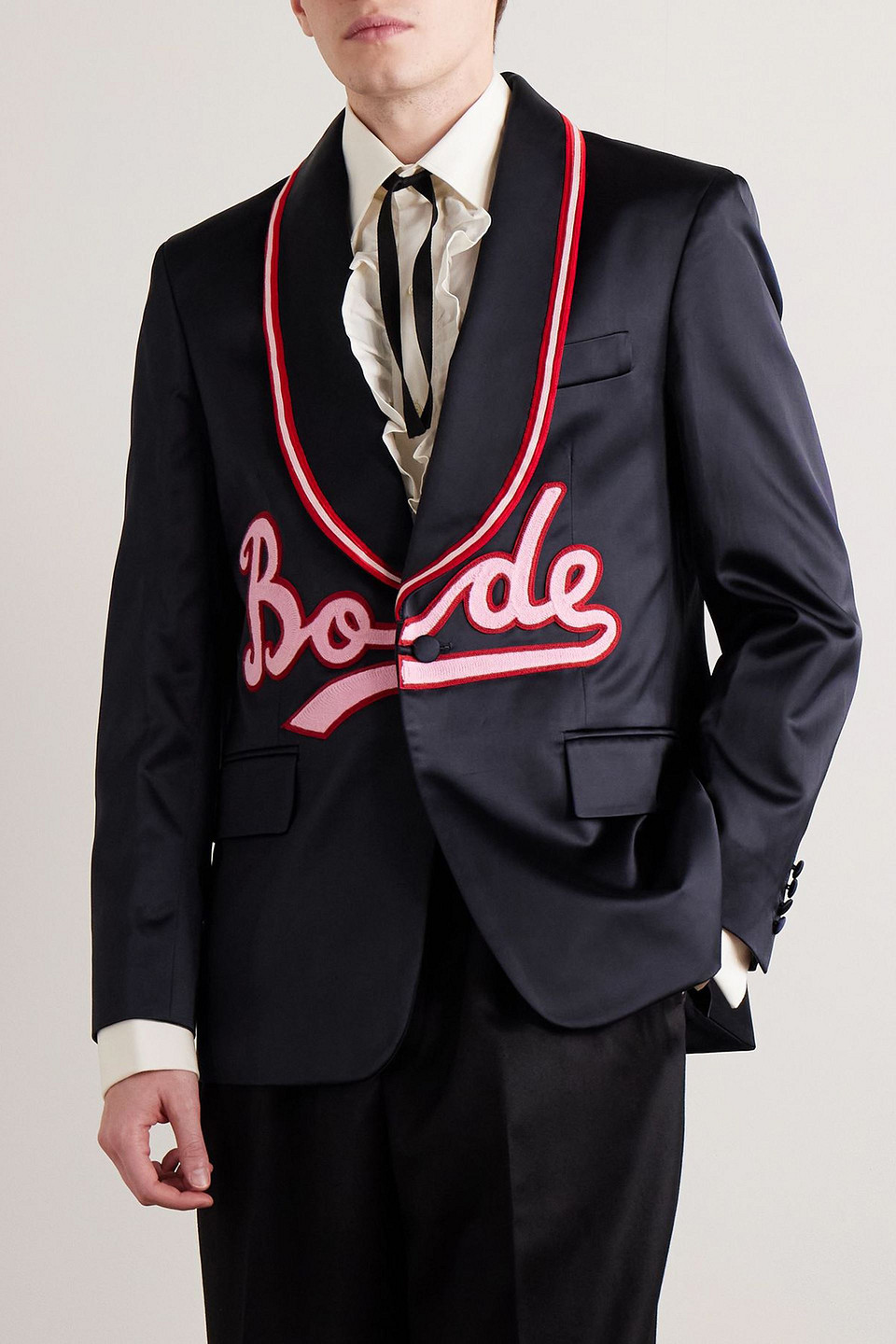  Bode - Embroidered Satin Blazer - Blue - Us 38 