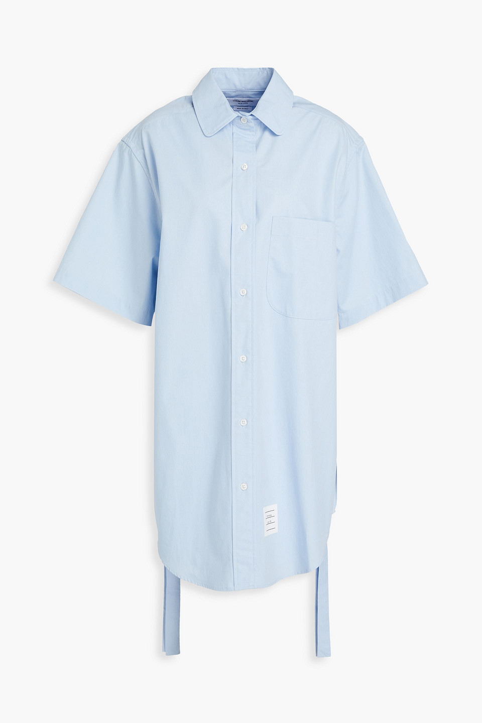 Thom Browne Cotton-poplin Mini Shirt Dress In Light Blue