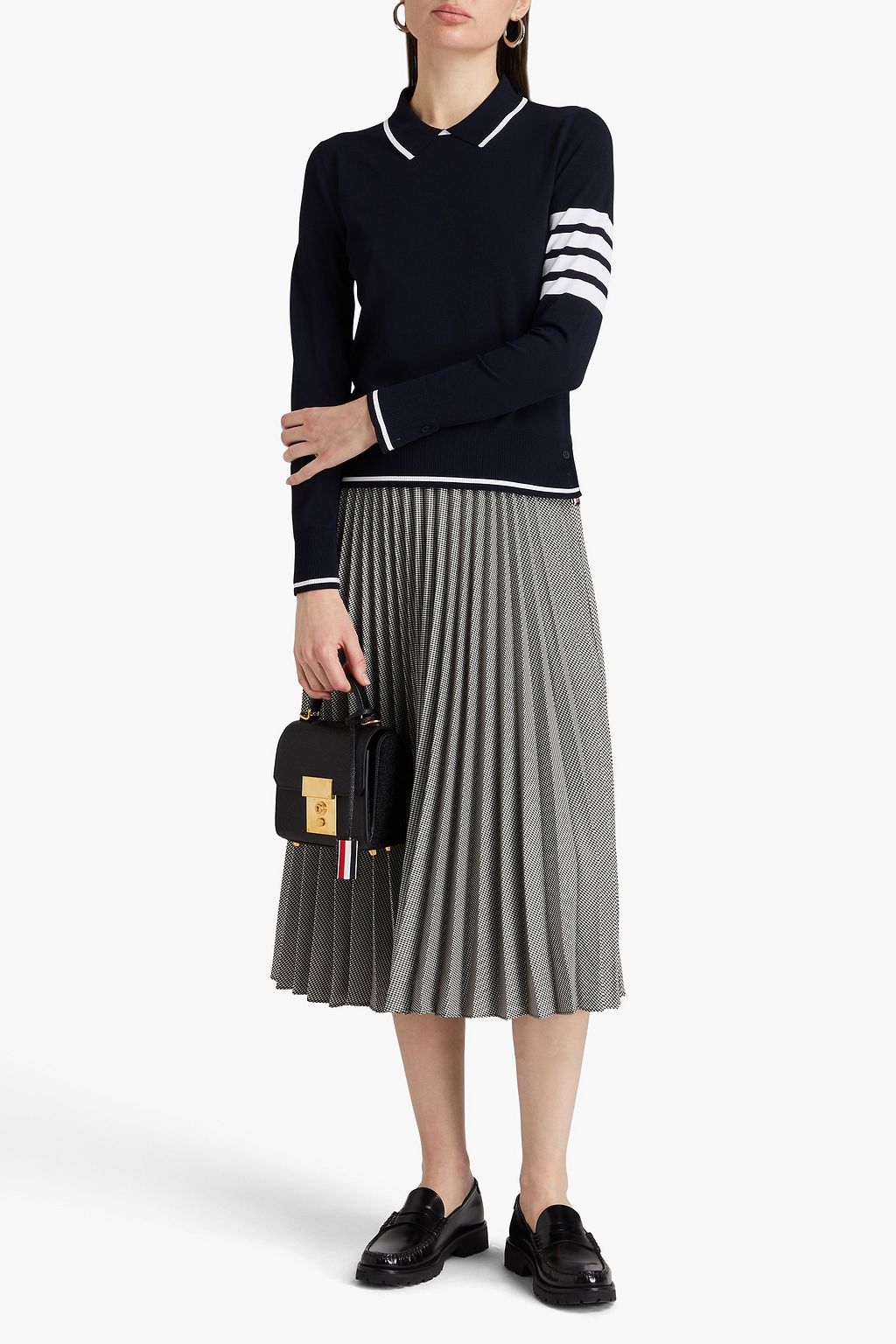 THOM BROWNE ストレッチジャージー ポロシャツ ストライプ