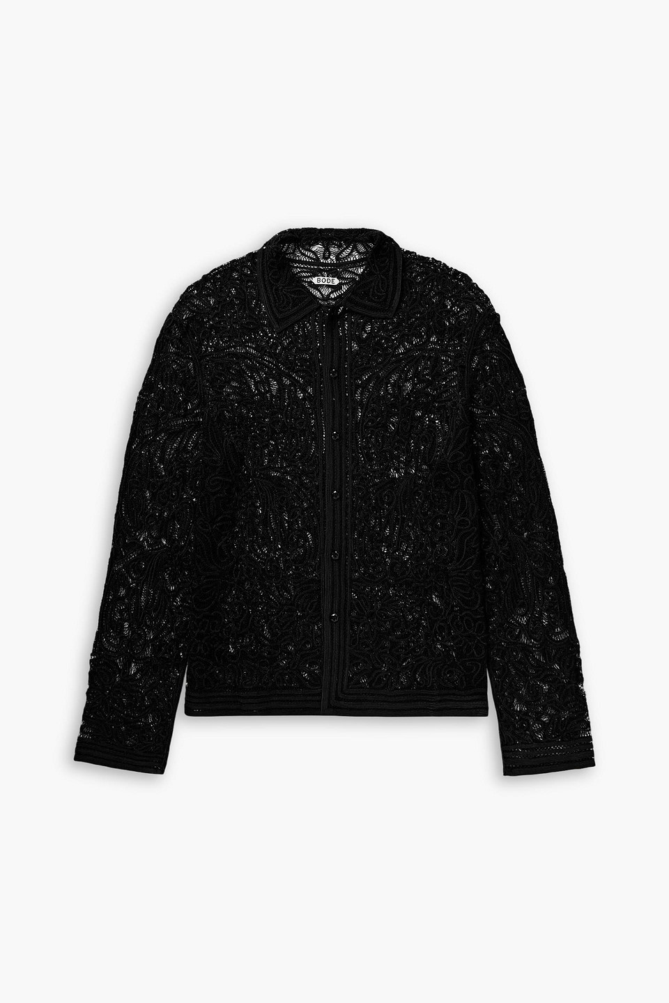 bode - lace shirt - black - s
