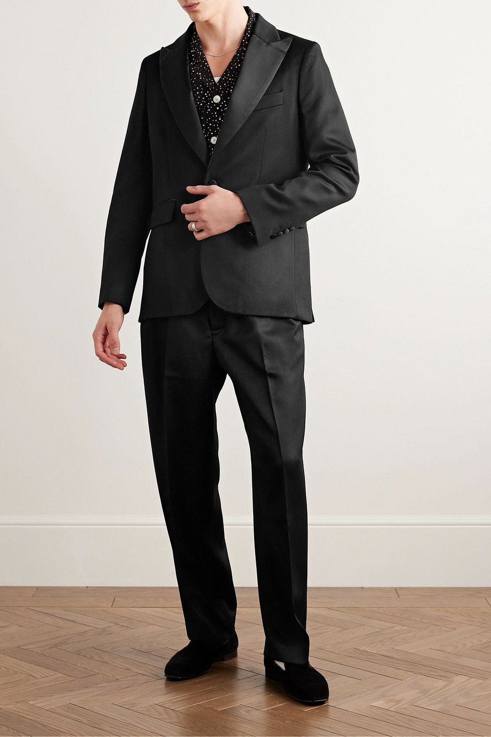  Bode - Silk-satin Trimmed Wool Barathea Tuxedo Jacket - Black - Us 38 